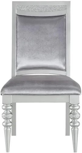 Miniatura 3 de Acme Maverick - Silla auxiliar tapizada de tela en color gris platino, juego de 2