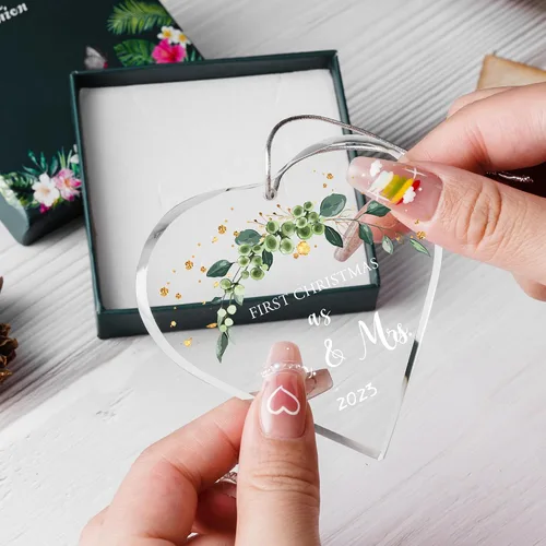 Miniatura 2 de Regalos de boda para parejas, adornos de Navidad para colgar en el árbol, decoración para recién casados, Navidad, 2023, nuestra primera Navidad