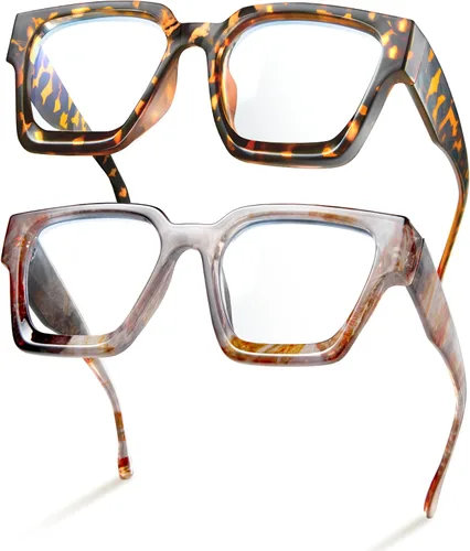 Miniatura 11 de livho Marco de gafas de gran tamaño para mujer y hombre, lentes rectangulares de moda para computadora, marco elegante *Tortuga de coco