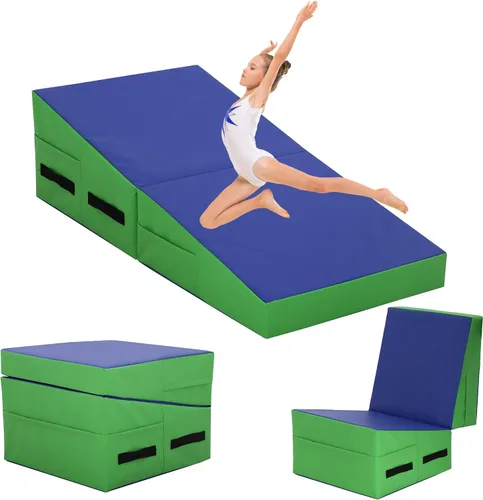 Miniatura 8 de Cuña de gimnasia, 48 x 24 pulgadas para gimnasia, tapete de cuña de gimnasia con superficie de PVC antideslizante y asa, tapete de queso para Rosado