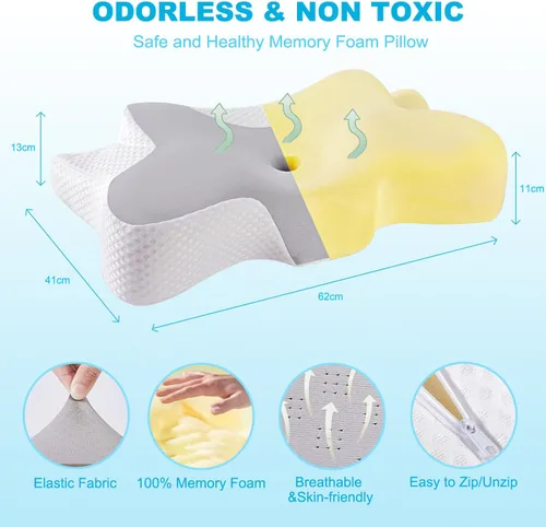 Miniatura 4 de Almohada cervical para cuello y hombros, almohada cervical de espuma viscoelástica, almohada ortopédica ergonómica mejorada para el cuello