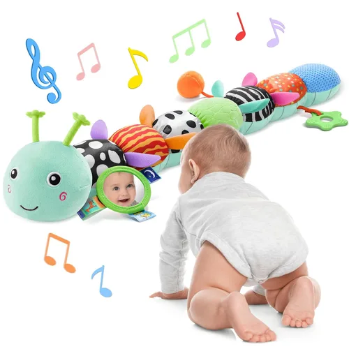 Miniatura 11 de AWOTOY Juguetes para Bebés de 6-12 Meses Oruga Musical Juguetes para Bebés Animales de Peluche 0-3-6 Meses Tiempo Boca Abajo Juguetes Sensoriales