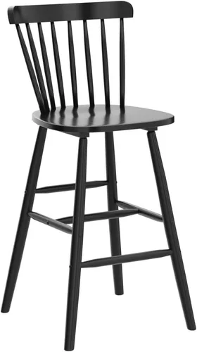 Miniatura 6 de SAFAVIEH Muebles - Juego de 2 taburetes de bar Galena - Negro - Madera maciza - Diseño moderno de línea limpia - Ideal para cocina, zona de bar