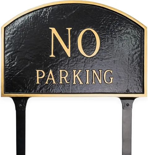 Miniatura 13 de Montague Metal Products SP-8sm-BG Placa de declaración de arco sin estacionamiento, pequeña, negra y dorada Negro/Oro