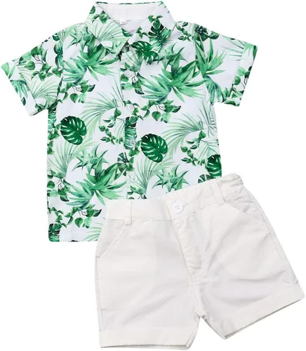 Miniatura 14 de Conjunto de camisa de manga corta con botones y pantalones cortos casuales con diseño de flamingo, para bebés y niños de 1 a 6 años, atuendos