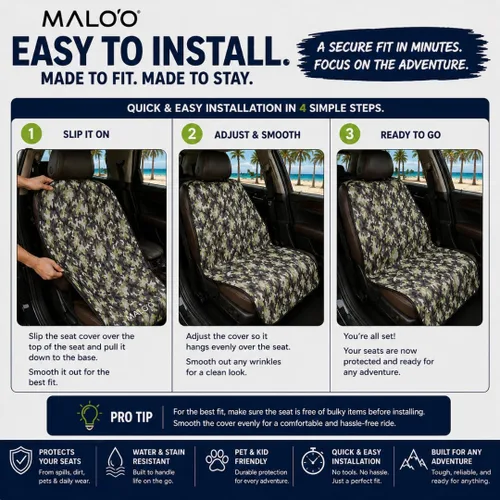 Miniatura 7 de Malo'o Funda impermeable para asiento de automóvil, protector universal de asiento de neopreno para automóviles, camiones y SUV, protege contra