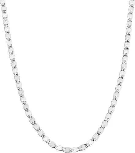 Miabella 925 Sterling Silver Italian Sparkle Mirror Link Chain Necklace for Women Teen Girls, Made in Italy