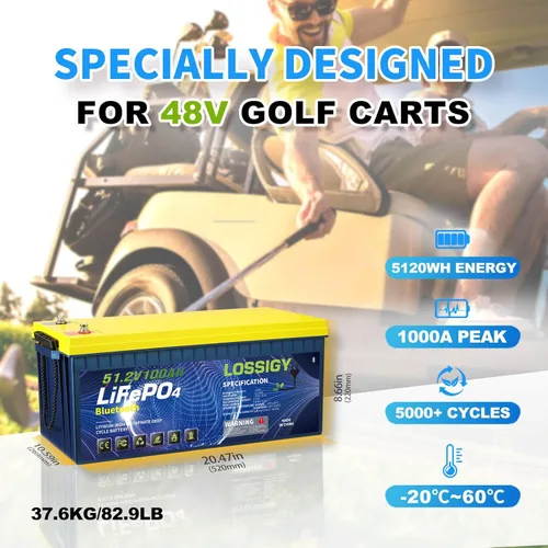 Miniatura 4 de LOSSIGY Batería de litio para carrito de golf de 48 voltios, kit de conversión de batería de carrito de golf de 48 V con cargador y monitor LCD