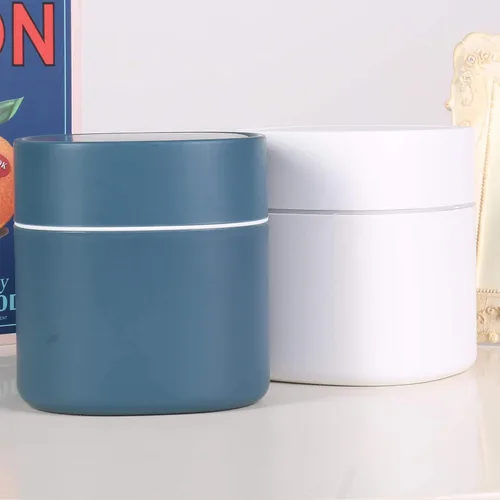 Miniatura 5 de Mini bote de basura con tapa para escritorio, pequeño bote de basura para tocador de baño, escritorio, mesa o mesa de centro, desecha rondas