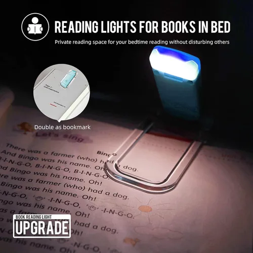 Miniatura 2 de EGWASER Luz de lectura de libros, luces LED portátiles recargables por USB con clip para leer en la cama, 3 luces ajustables regulables para 1