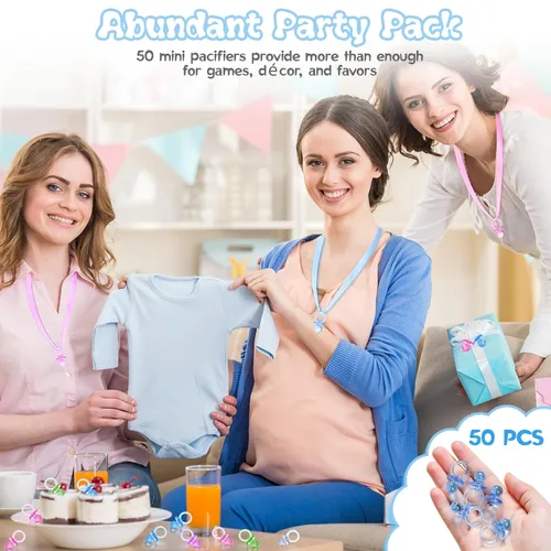 Miniatura 6 de 50 mini chupones para juegos de baby shower para niños, lindos chupetes de 1.25 pulgadas, chupete acrílico a granel para dispersión de mesa de Azul