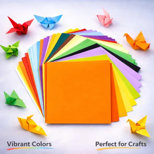 Miniatura 2 de Papel de origami cuadrado de 6 pulgadas, 500 hojas, 20 colores vivos, doble cara para niños y adultos, proyectos de arte y manualidades