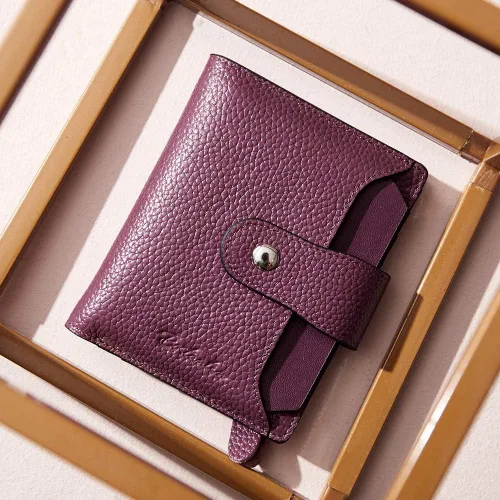 Miniatura 7 de BOSTANTEN - Billetera de cuero para mujer con bloqueo RFID, pequeña, con cremallera, de bolsillo, para tarjetas, con ventana para documento