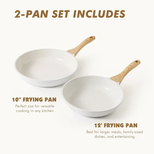Miniatura 2 de SENSARTE Sartén antiadherente con revestimiento de cerámica blanca, sartenes para tortilla, utensilios de cocina saludables para chef, libres