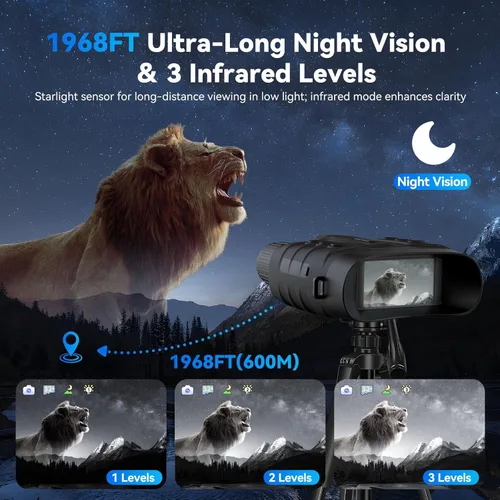 Miniatura 5 de Gafas de visión nocturna, prismáticos de visión nocturna a todo color 4K para adultos con pantalla HD de 3 pulgadas, batería de 10000 mAh y rango