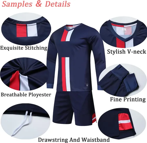Miniatura 3 de Camiseta de fútbol de portero personalizada para adultosniños, manga larga personalizada y pantalones con logotipo del