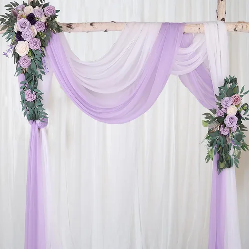 Miniatura 6 de Paquete de 2 caminos de mesa de gasa lavanda de 30 x 120 pulgadas, tela transparente romántica para decoraciones de boda, baby shower de 10 pies