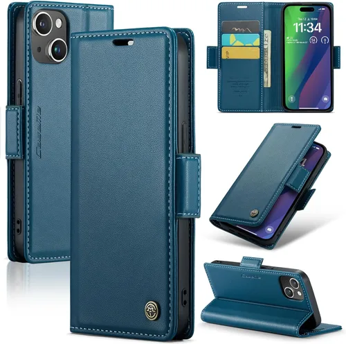 Miniatura 9 de SINIANL Funda tipo cartera compatible con iPhone 15 con tarjetero para mujeres y hombres, con bloqueo RFID, cierre magnético, función atril