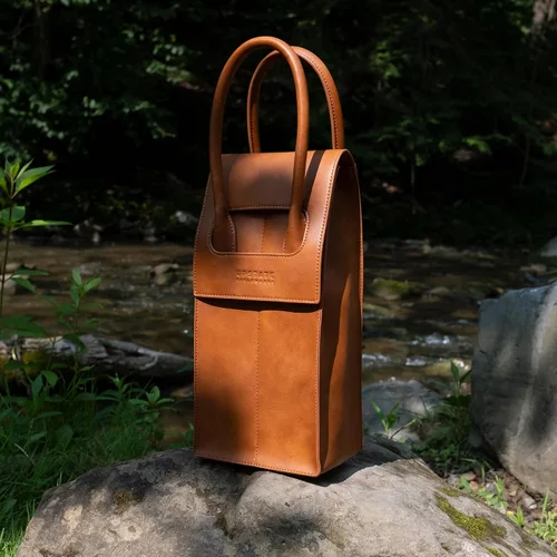 Miniatura 5 de Bolsa de transporte para vino 2 botellas de cuero vegano, bolsa interior de gamuza suave con divisor - Ideal para viajes, BYOB, catas de vino
