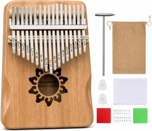 Miniatura 8 de Piano de pulgar Kalimba de 17 teclas Mini piano de pulgar Piano de dedo, LightSeaGreen, mariposas aman las flores verde (LightSeaGreen)