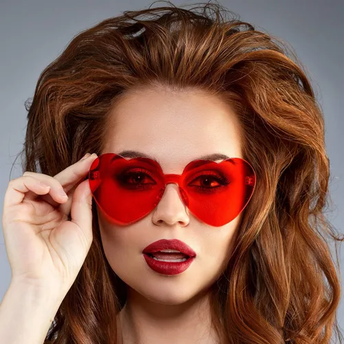 Miniatura 6 de Frienda 6 lentes de sol con forma de corazón rosa para fiestas y cosplay