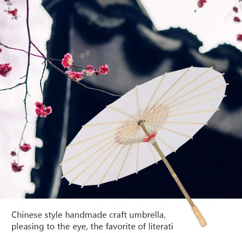 Miniatura 3 de Paraguas de papel resistente a la lluvia sombrilla china hecha a mano ideal para bodas damas de honor blanco puro 2