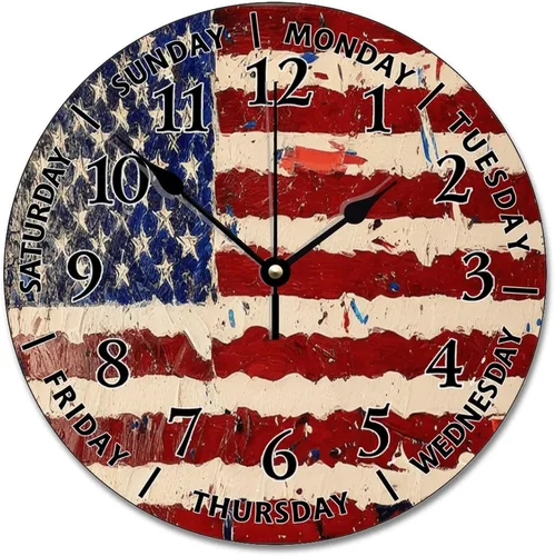 Miniatura 72 de ArogGeld Reloj de pared de 5 O'Clock Somewhere - Reloj redondo de madera para casa de playa, 10, silencioso, sin tictac, batería de cuarzo, granja