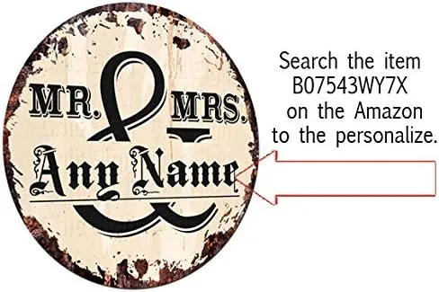 Miniatura 3 de MR. & Mrs. Smith Circle Sign rústico Estaño Chic Retro 11.75" placa de metal Store Home Man Cave Decoración Funny Gift