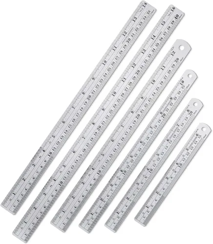 Miniatura 8 de Mr. Pen - Reglas de acero, reglas de metal de 15, 20, 30 y 35 cm, paquete de 4 unidades Plateado