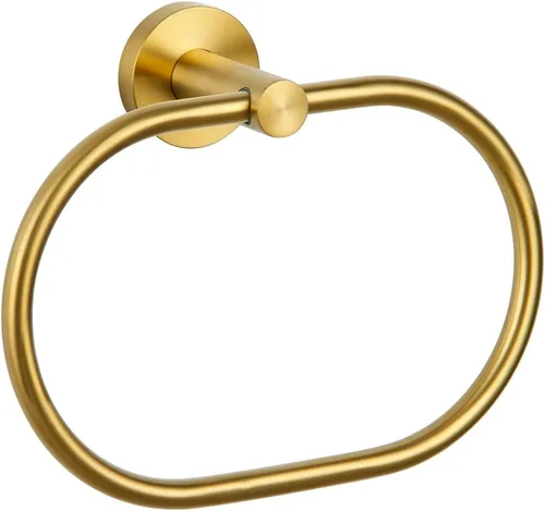 Miniatura 10 de APLusee Anillo de toalla de mano de oro negro, tenedor de toalla de mano de acero inoxidable para baño montado en la pared