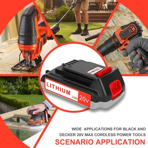 Miniatura 6 de Totoplus Batería de repuesto para Black and Decker: Baterías de 3.0Ah 20 voltios compatibles con herramientas eléctricas inalámbricas LBXR20
