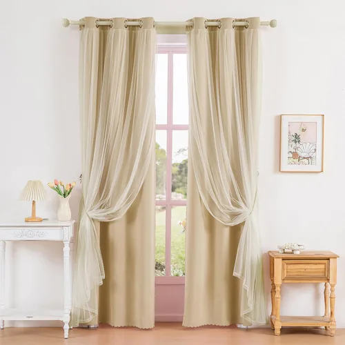 Miniatura 22 de Anytime Cortinas opacas y transparentes para ventana, par de paneles de cortinas lisas con ojales en la parte superior, 35 pulgadas de ancho x 63