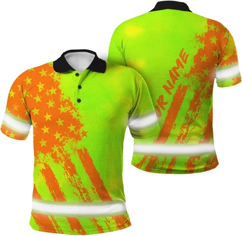 Miniatura 26 de Polo reflectante con bandera de camuflaje de alta visibilidad para hombres y mujeres, polo de seguridad para trabajo, patriótico Polo 03