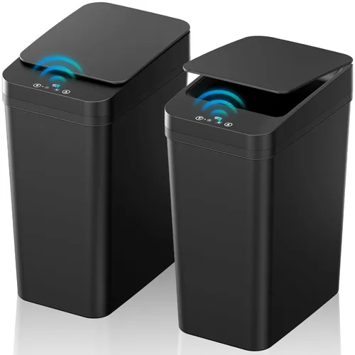 Bote de Basura para Baño con Tapa, KOEYLE Paquete de 2 de 2.2 Galones Bote de Basura Automático sin Contacto, Bote de Basura Inteligente Pequeño con