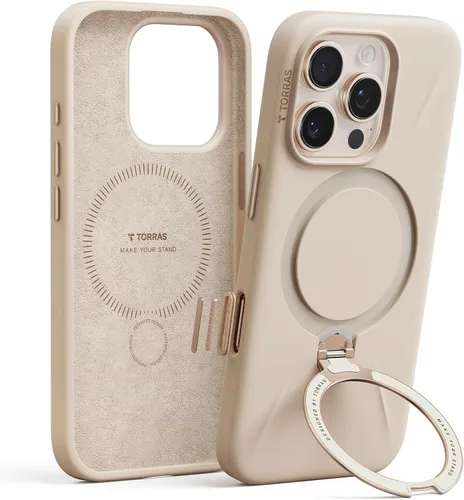 Miniatura 11 de TORRAS Funda de silicona líquida para iPhone 16 Pro con anillo magnético giratorio de 360 grados y control de cámara, compatible con MagSafe, Funda