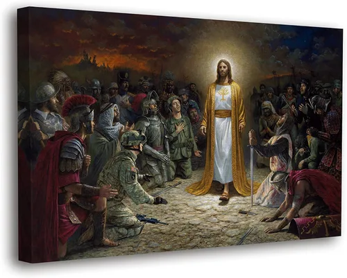 Miniatura 11 de SpiritualHands Decoración de pared de Jesús, póster de pared con cruz cristiana, arte de pared con la Biblia de oración de Judá, religioso de Judá