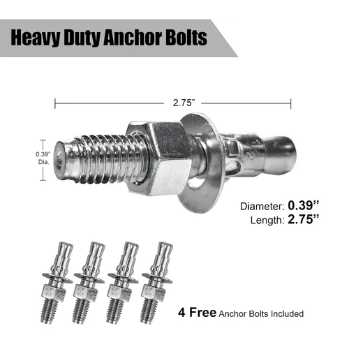 Miniatura 8 de 8NET Paquete de 32 bolardos de seguridad de 24 pulgadas de alto x 4.5 pulgadas de profundidad, 12 Ga (0.106 in), base 8 x 8 pulgadas, con 4 pernos