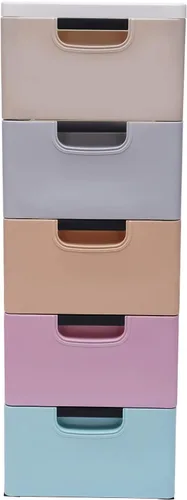Miniatura 17 de Cajón de plástico de 5 capas para almacenamiento de ropa de bebé, cómoda de plástico con cajones, cómoda blanca y azul, cajón de ropa, pequeños