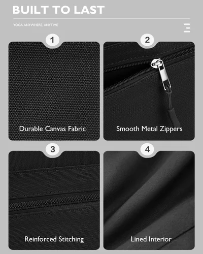 Miniatura 5 de Gonex Bolsa para esterilla de yoga, bolsa de gimnasio de lona extra con cremallera de metal impermeable, se adapta a tapetes y bloques, elegante