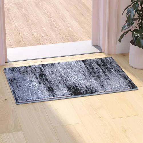 Miniatura 16 de Flash Furniture Rylan Collection - Alfombra contemporánea de olefinas azules, de pelo alto, 2 x 10 pies, respaldo de yute, pasillo, entrada
