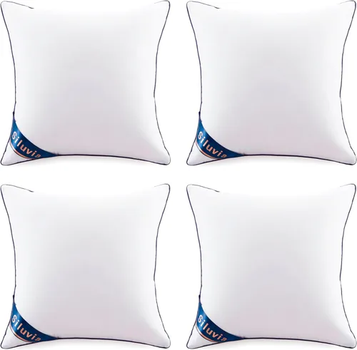 Miniatura 2 de Siluvia juego de 4 rellenos de almohada de 18 x 18 pulgadas decorativos - Rellenos cuadrados para almohadas de 18 pulgadas con funda de 100% algodón