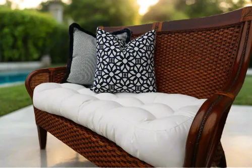 Miniatura 66 de RSH DECOR: Sunbrella 3-Piece Tufted Wicker Cushion Set 44" x 22" & 22" x 22" Outdoor Loveseat & U-Shaped Seat Cushions Crafted with
