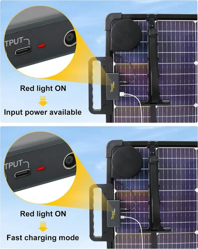 Miniatura 3 de Controlador de cargador solar portátil para panel solar, entrada DC7909/Anderson 9.6V-32V, 24W USB-A/60W USB-C puerto de salida de carga rápida