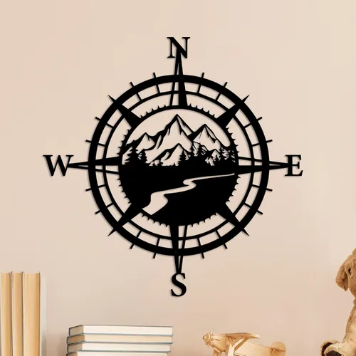 Miniatura 9 de Resama Brújula de Metal en Rosa para Decoración de Pared Aventuras por Todas Partes - Arte de Pared Náutica y Montaña para Colgar en la Sala