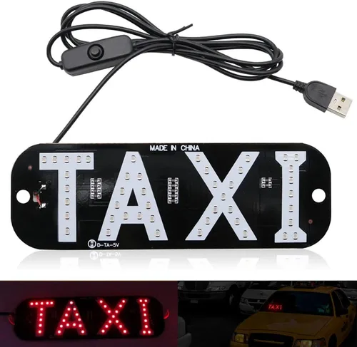 Miniatura 7 de Luz de señal de taxi botón de encendido/apagado USB, letrero LED brillante para taxi, colocación de ventana de ventosa para taxi automóvil (azul)