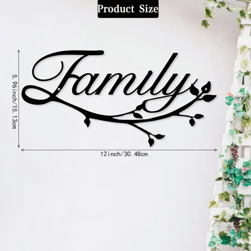 Miniatura 4 de Letreros familiares de metal, negro, 12 x 7.99 pulgadas, estilo moderno, montaje en pared, perfecto para decoración del hogar, regalos