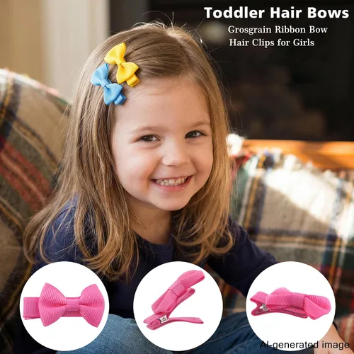 Miniatura 3 de Lazos para el pelo para niñas pequeñas: clips forrados con cinta de grogrén de 1.8 in, 60 piezas (30 pares)