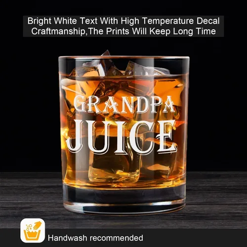 Miniatura 3 de LIGHTEN LIFE Vaso de whisky Grandpa Juice de 12 onzas, regalo único en valiosa caja de madera, ideas divertidas para nuevo abuelo, cumpleaños
