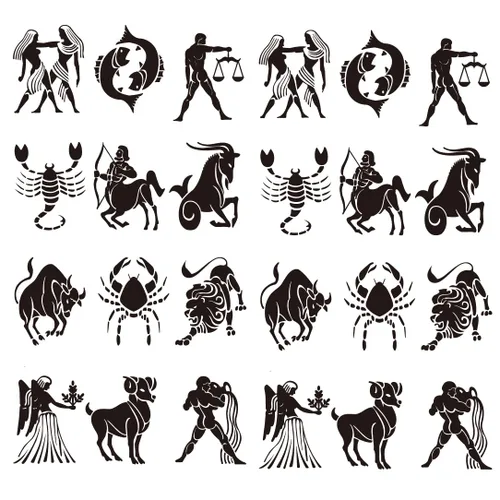 Miniatura 2 de Juego de 2 calcomanías de tatuaje temporal pequeñas, diseño de tótem negro de signos del zodiaco, Leo Sagitario, Virgo, Escorpio, Escorpio, Tauro