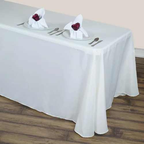 TABLECLOTHSFACTORY Manteles rectangulares de poliéster de esquina redonda 90 "x 156" - Marfil